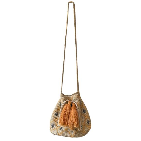 MW Most Wanted Straw Bucket Bag Boho Crossbody - Picture 3 of 16